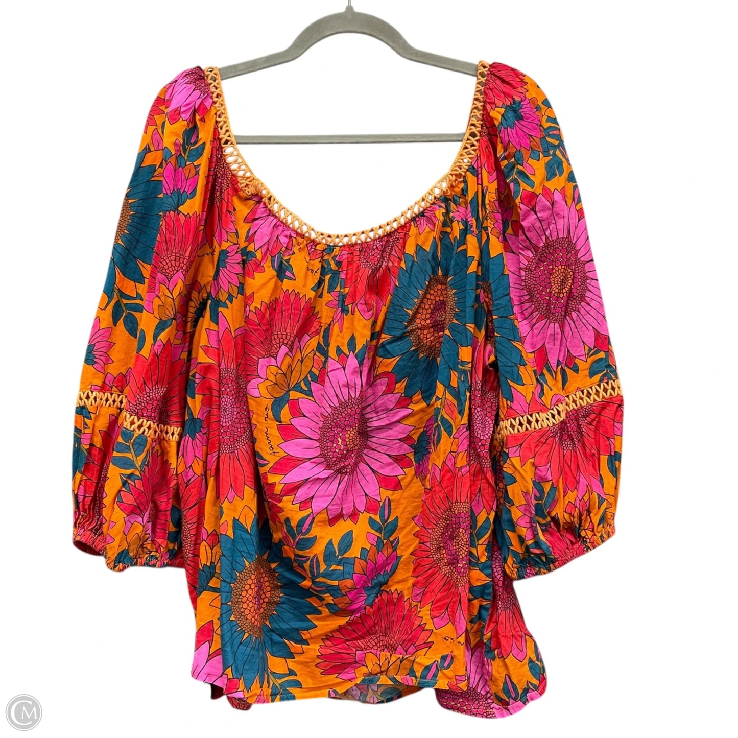 Blouse 3/4 Sleeve By Farm Rio In Multi-colored, Size: L