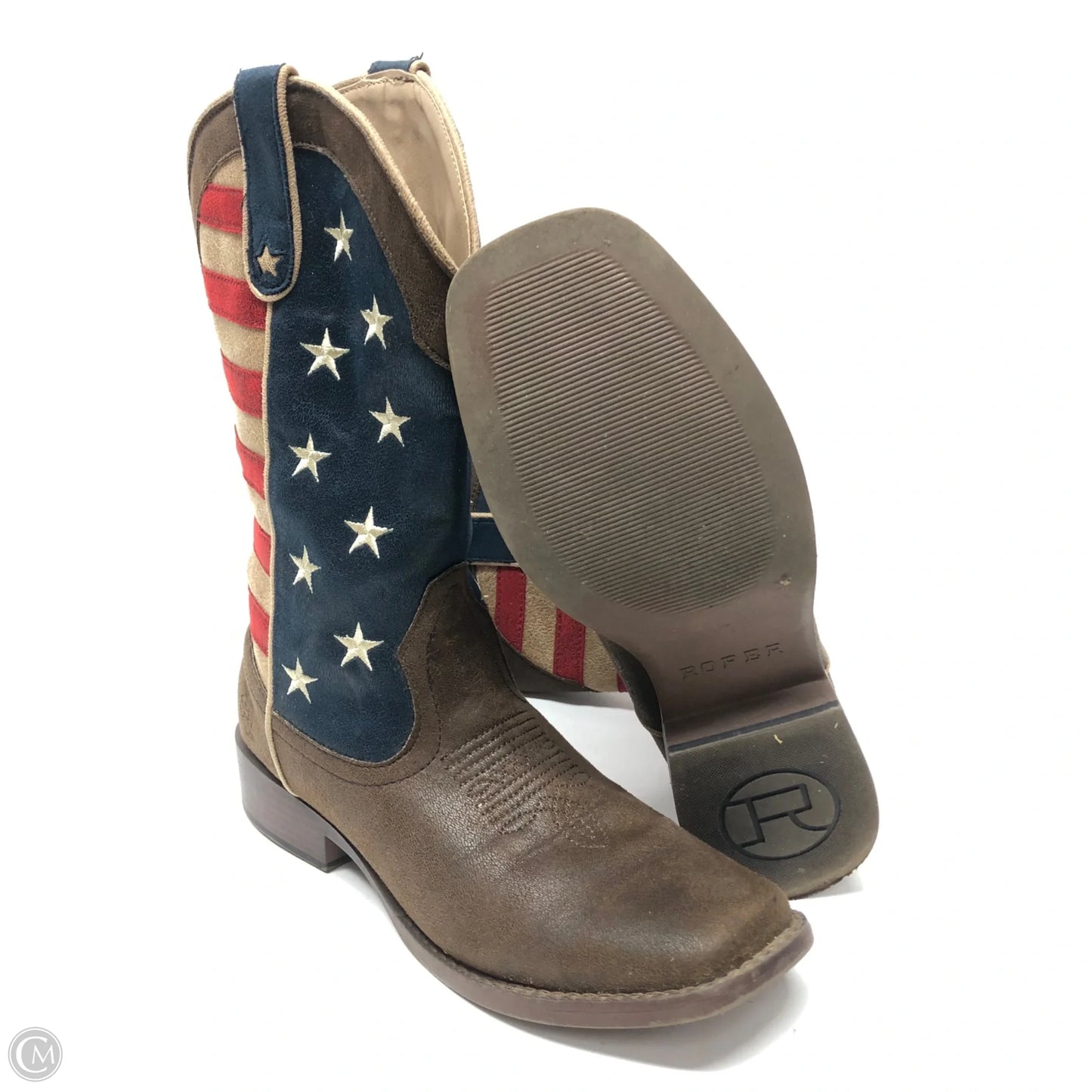 Boots Western By Roper In Blue & Red & White, Size: 8