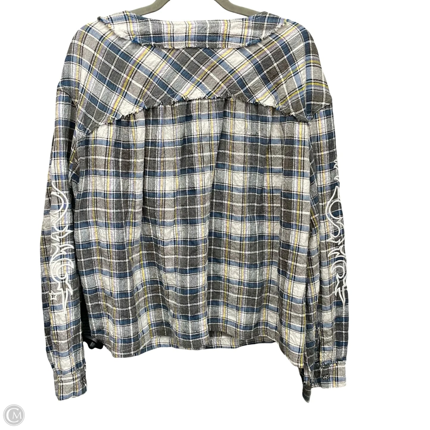 Top Long Sleeve By Pol In Plaid Pattern, Size: L