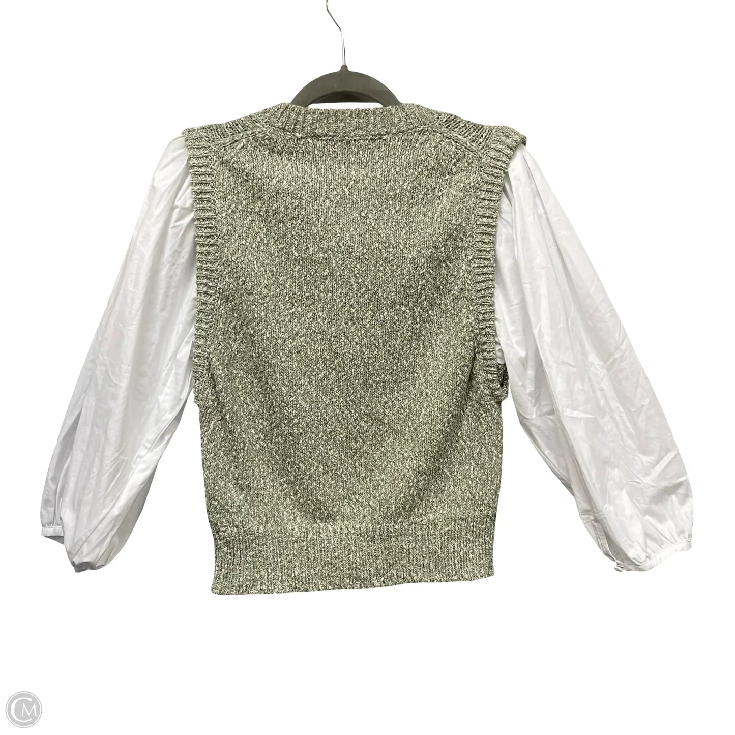 Top Long Sleeve By Veronica Beard In Green & White, Size: M