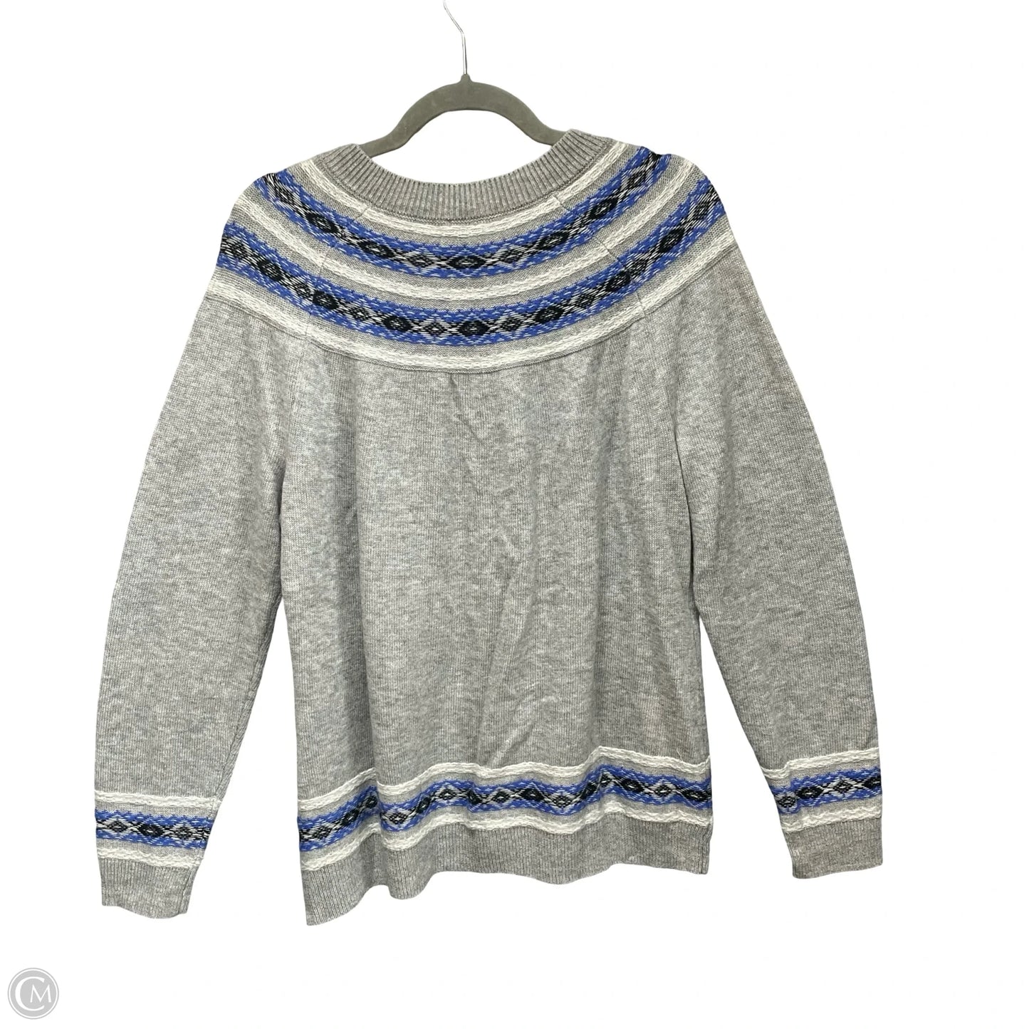 Sweater Cardigan By Talbots In Blue & Grey, Size: 1x