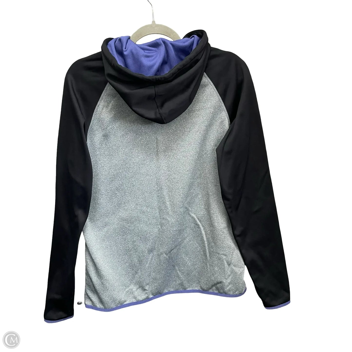 Athletic Top Long Sleeve Hoodie By Nike Apparel In Black & Grey, Size: M