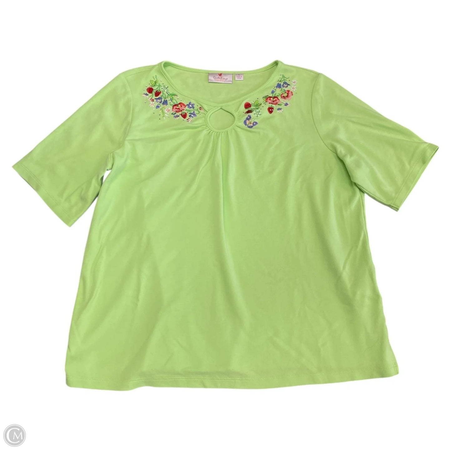 Top Short Sleeve By Quaker Factory In Green, Size: L