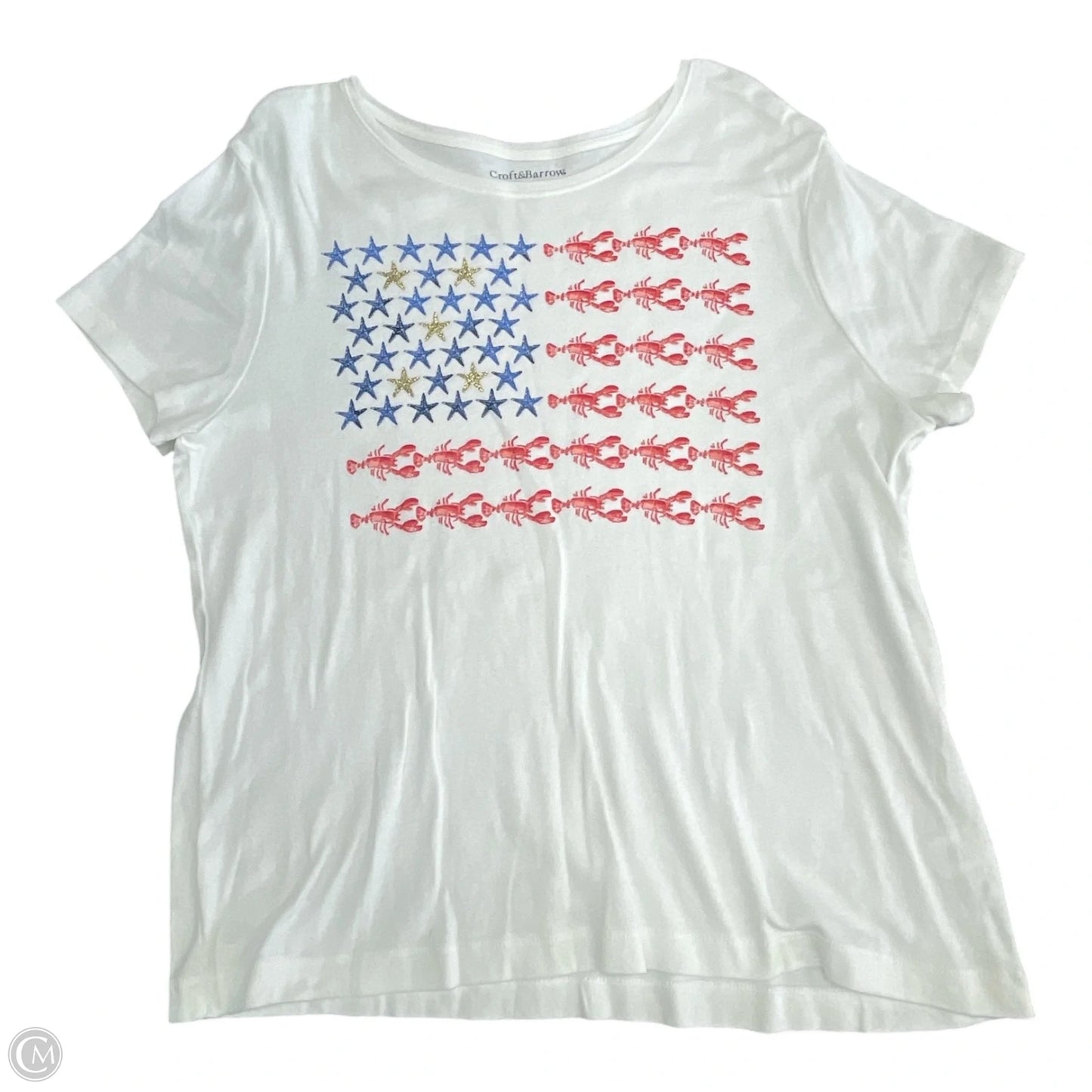 Top Short Sleeve Basic By Croft And Barrow In Blue Red & White, Size: Lp