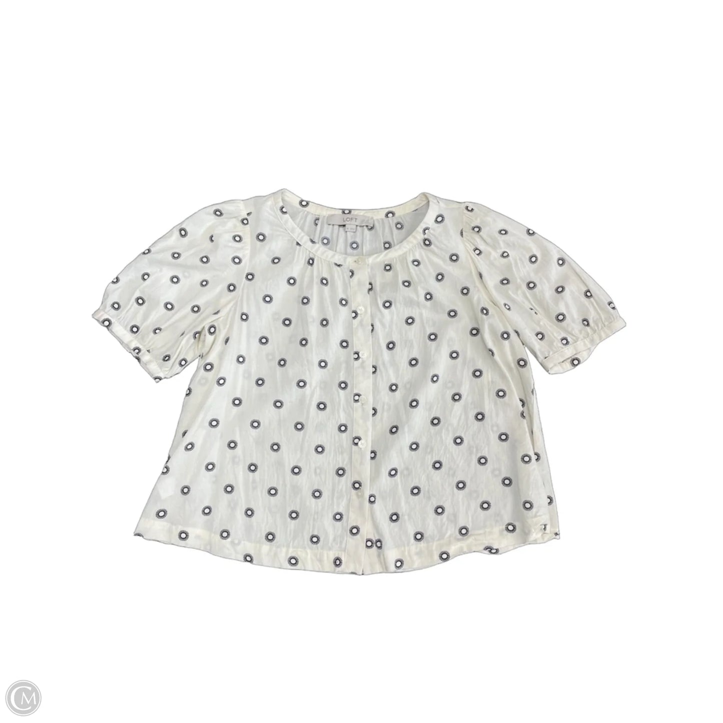 Top Short Sleeve By Loft In Black & Cream, Size: Xs