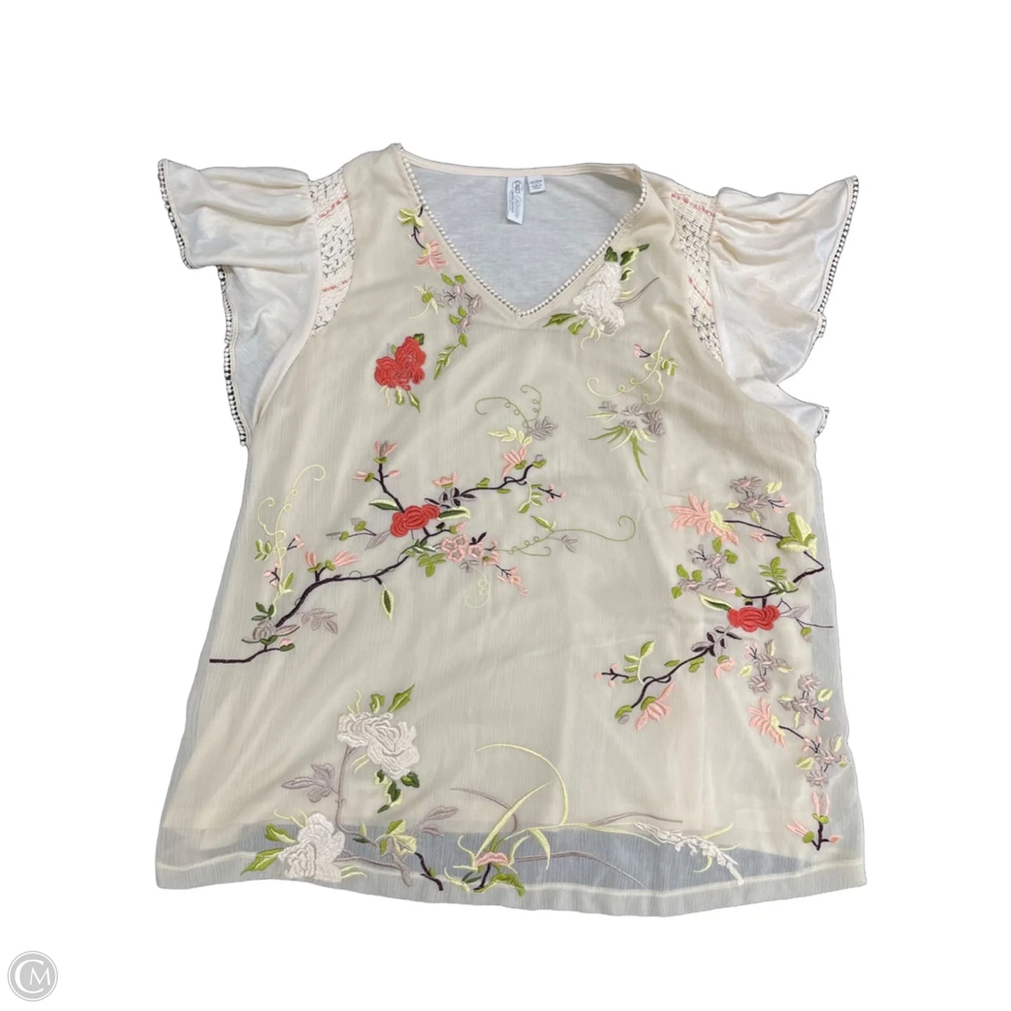 Top Short Sleeve By Cato In Beige, Size: 20