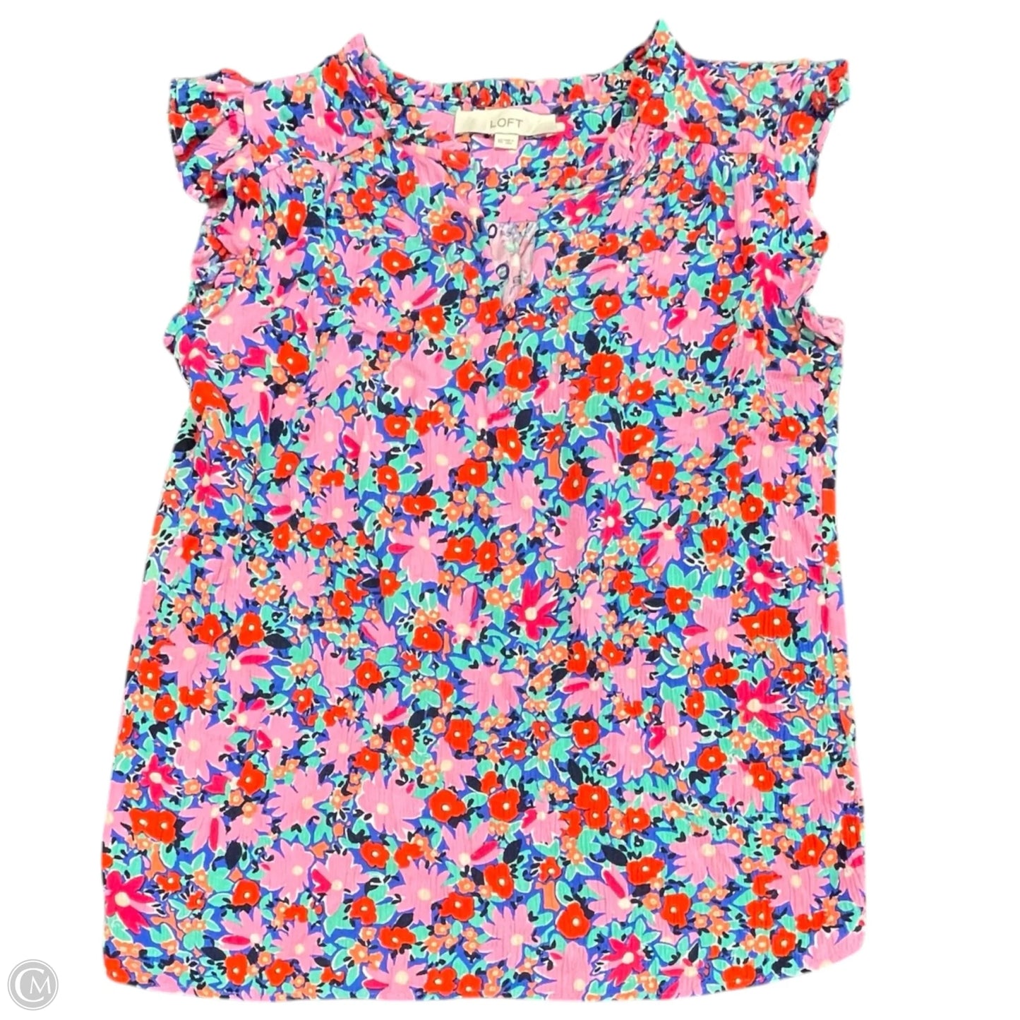 Top Short Sleeve By Loft In Floral Print, Size: Xs