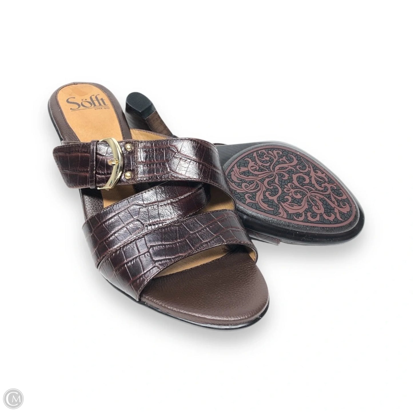 Sandals Heels Block By Sofft In Brown, Size: 8