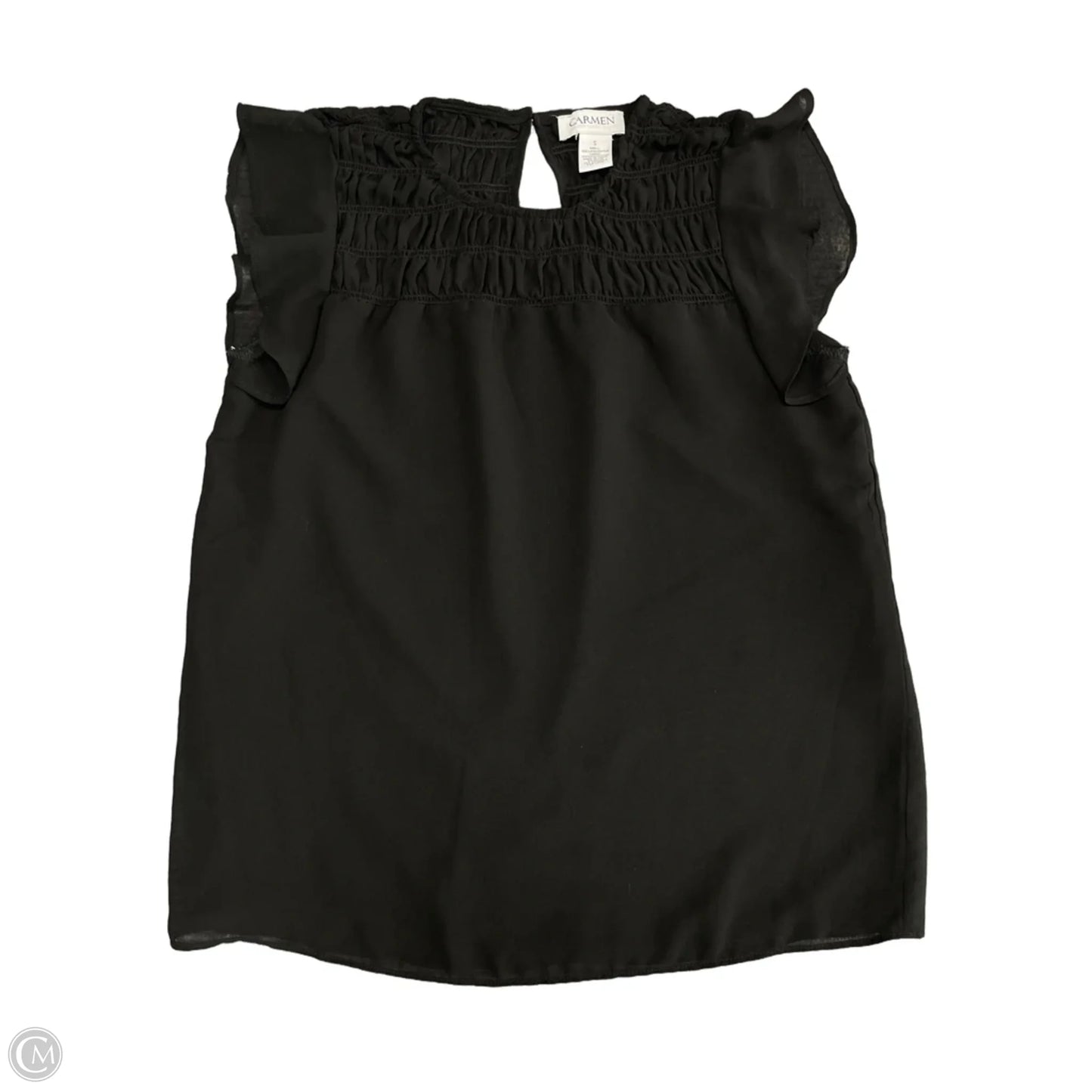 Blouse Short Sleeve By Carmen By Carmen Marc Valvo In Black, Size: S