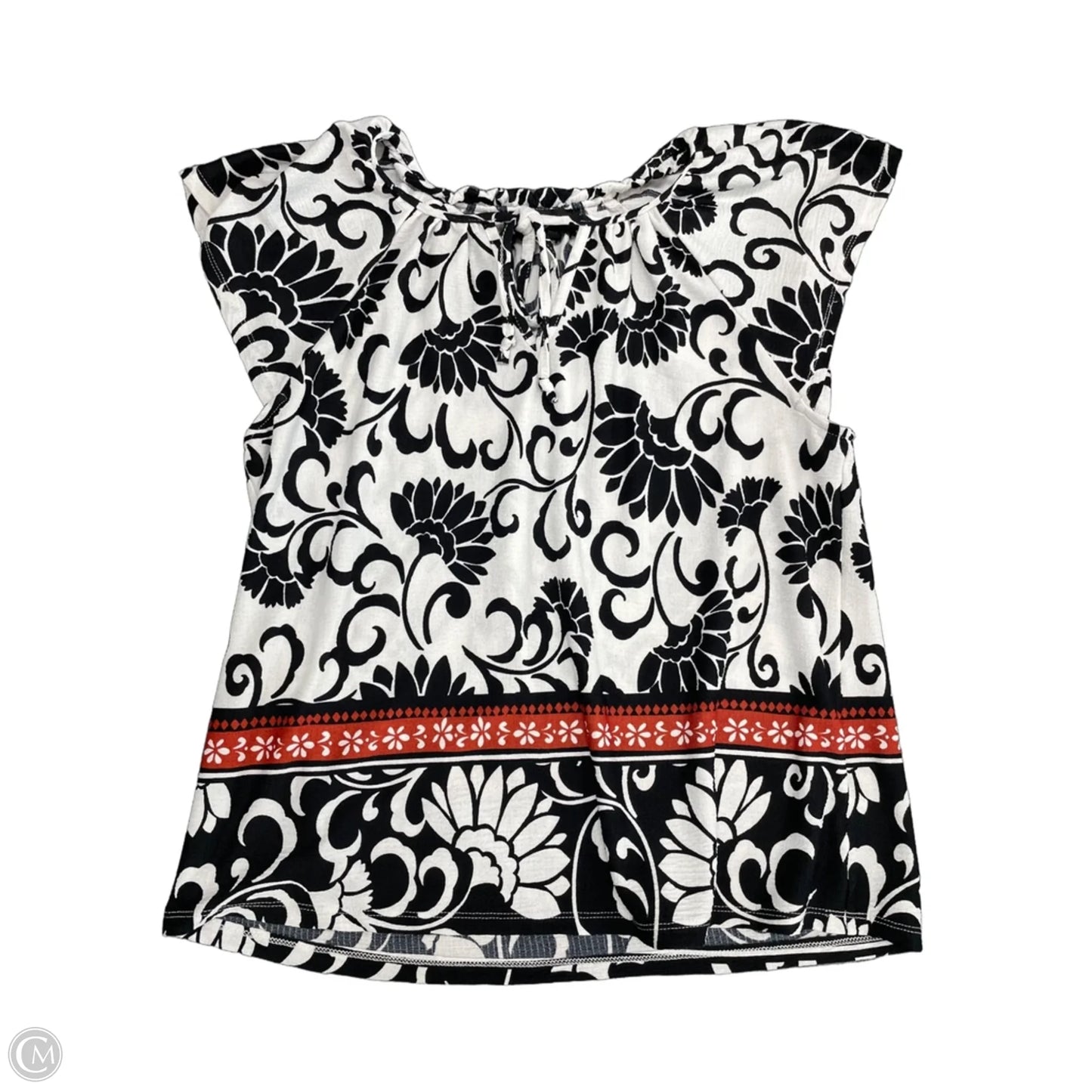 Blouse Short Sleeve By Fred David In Black & White, Size: Xl