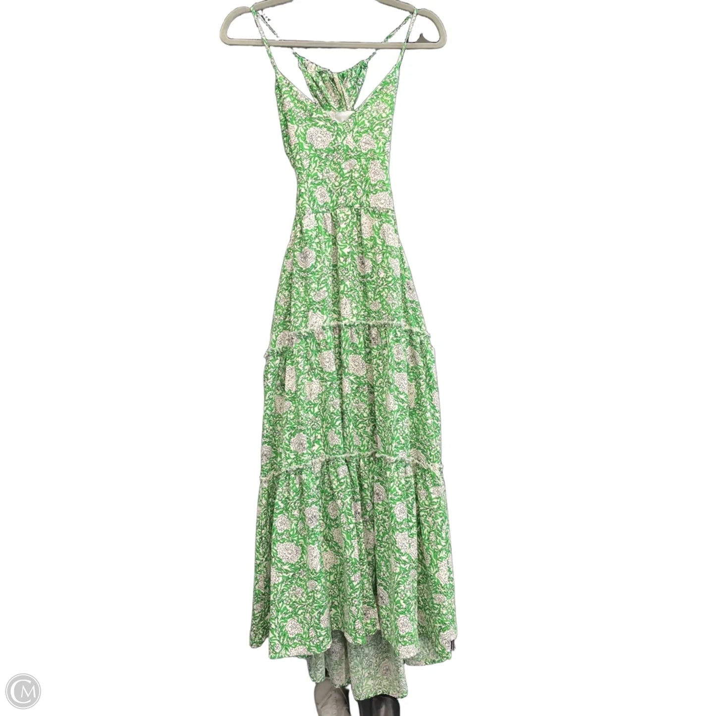 Dress Casual Midi By Francesca’s In Green & White, Size: L