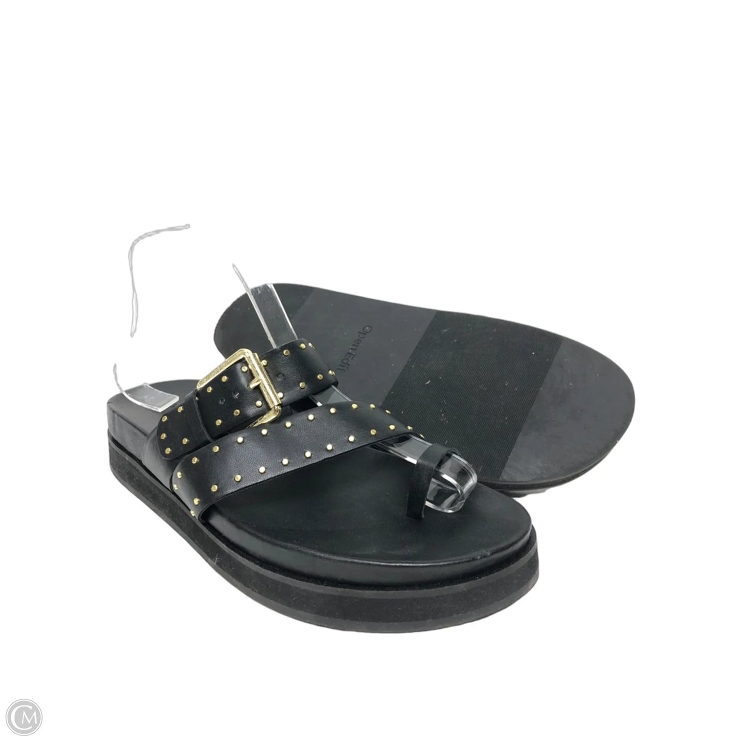 Sandals Heels Platform By Open Edit In Black & Gold, Size: 9
