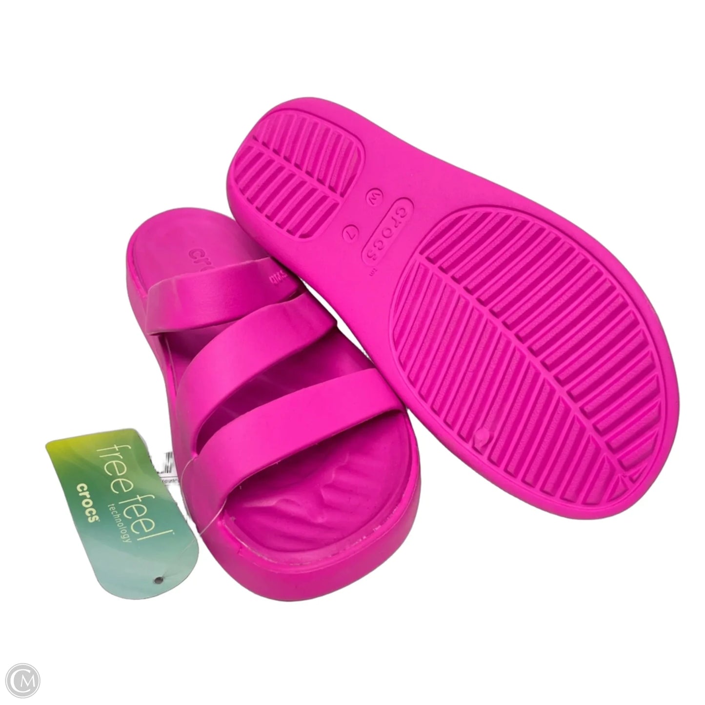 Sandals Flats By Crocs In Pink, Size: 7