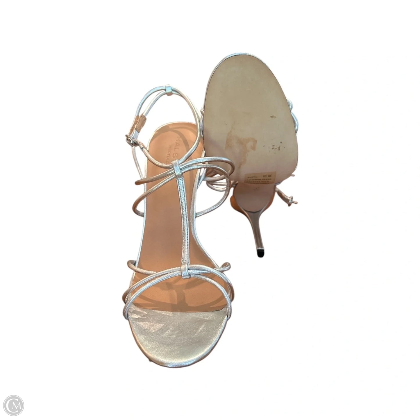 Sandals Heels Stiletto By Halston Heritage In Silver, Size: 10