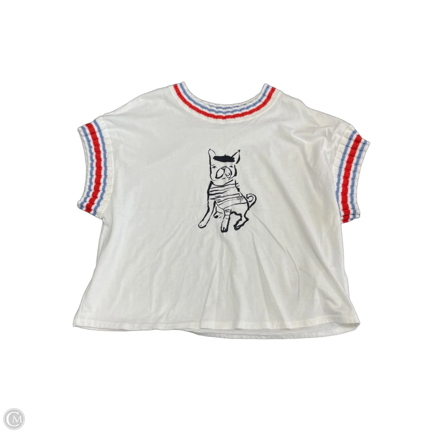 Top Short Sleeve By Daily Practice By Anthropologie In Blue & Red & White, Size: L
