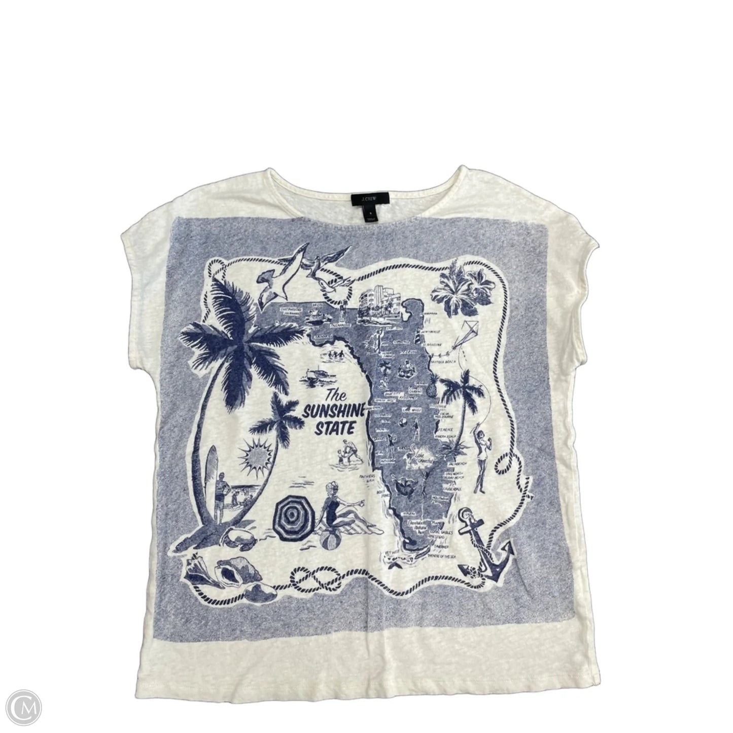 Top Short Sleeve By J. Crew In Blue & White, Size: S