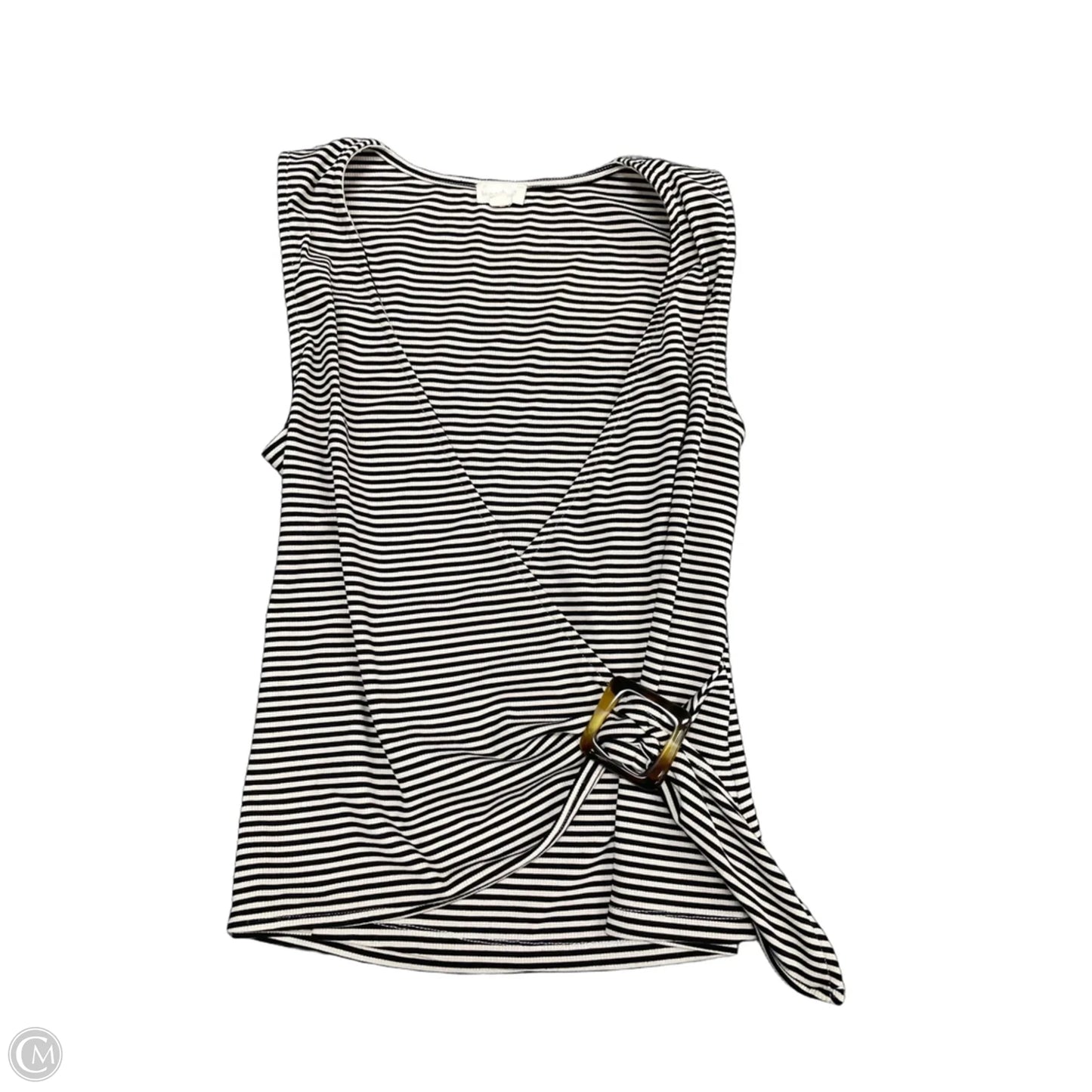 Top Sleeveless By Hem & Thread In Black & Cream, Size: M