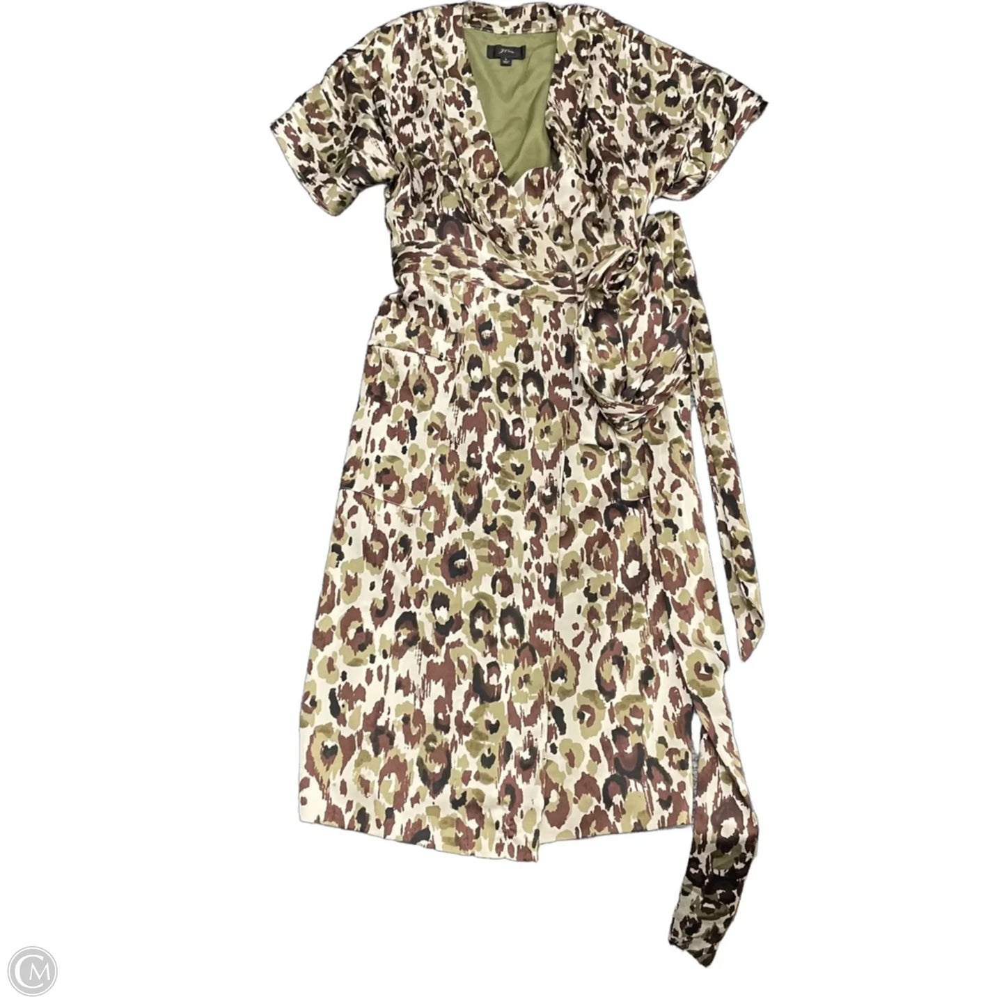 Dress Casual Midi By J. Crew In Brown & Green, Size: L