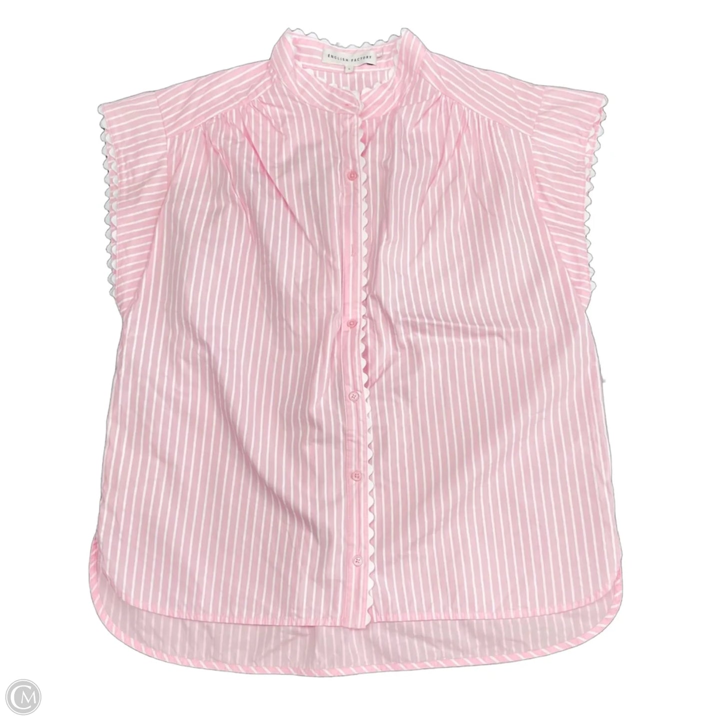 Top Short Sleeve By English Factory In Pink & White, Size: L