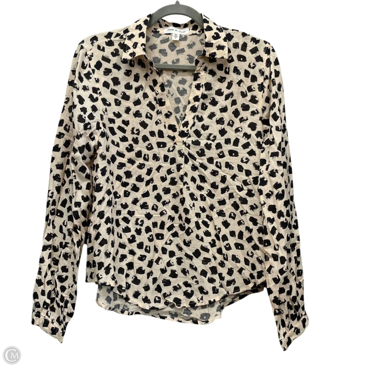 Top Long Sleeve By Cloth & Stone In Black & Cream, Size: S