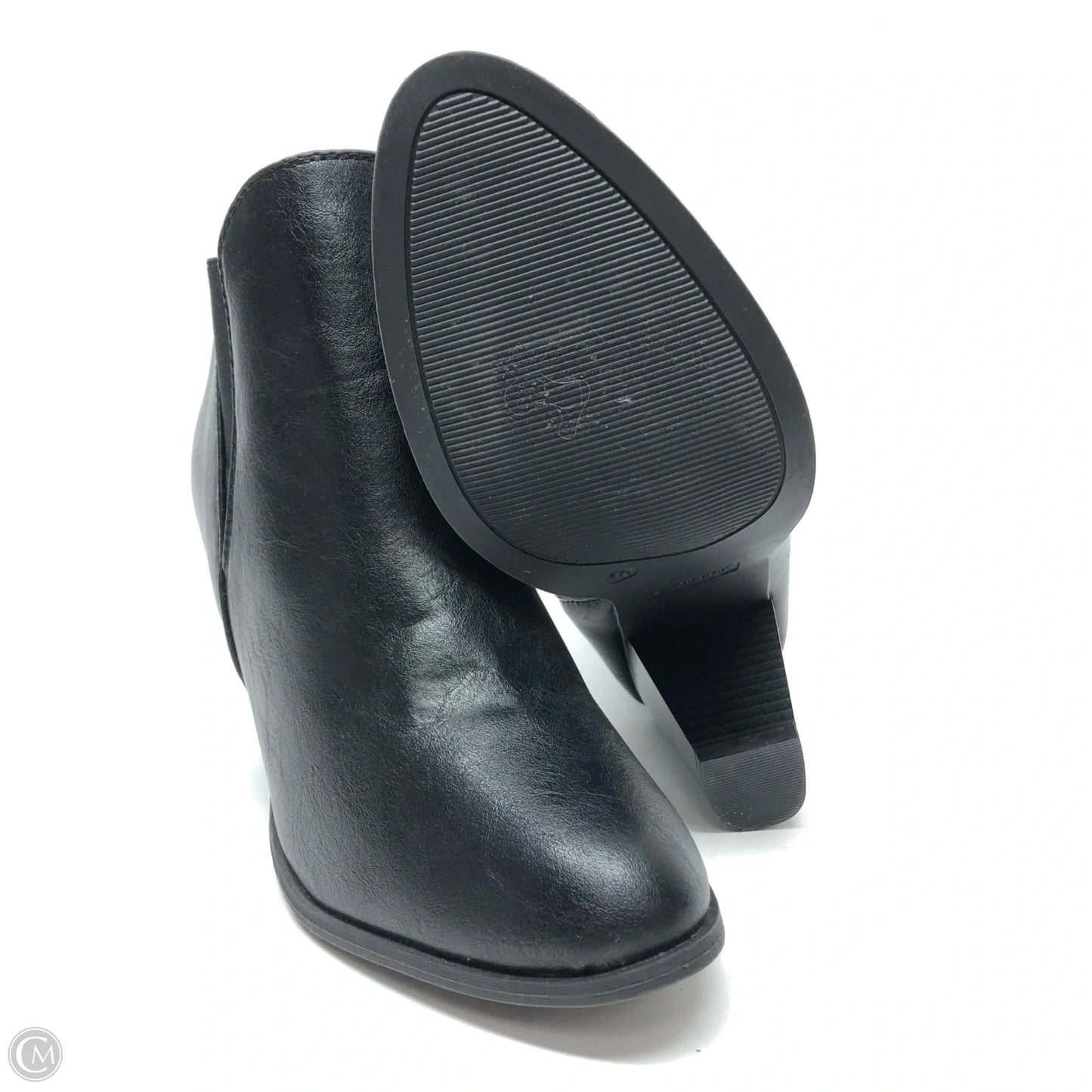 Boots Ankle Heels By Forever In Black, Size: 10