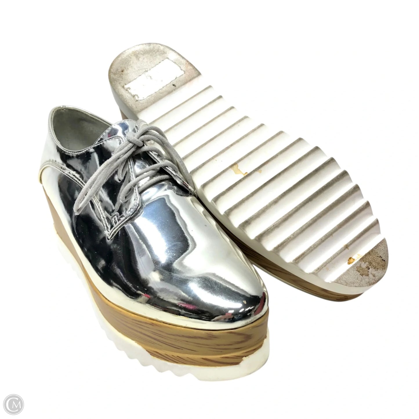 Shoes Heels Platform By Clothes Mentor In Silver, Size: 9