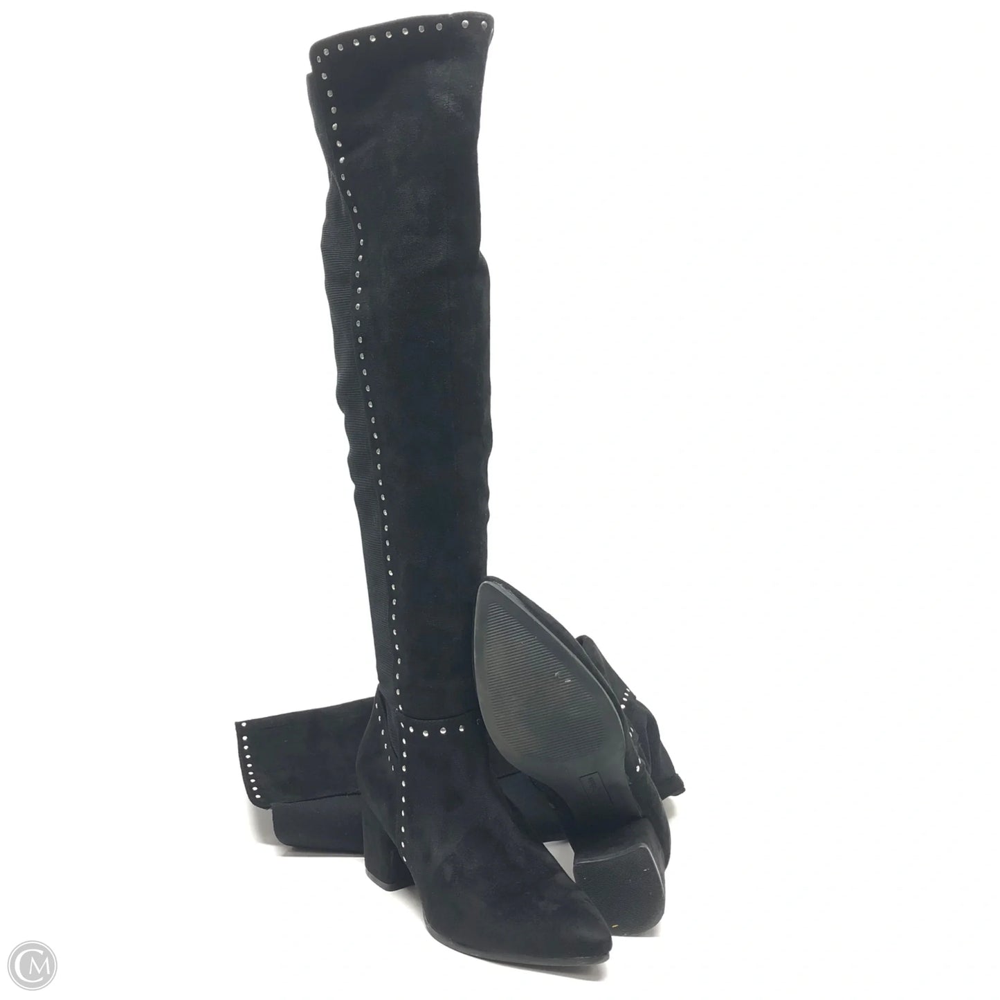 Boots Knee Heels By Clothes Mentor In Black, Size: 7.5