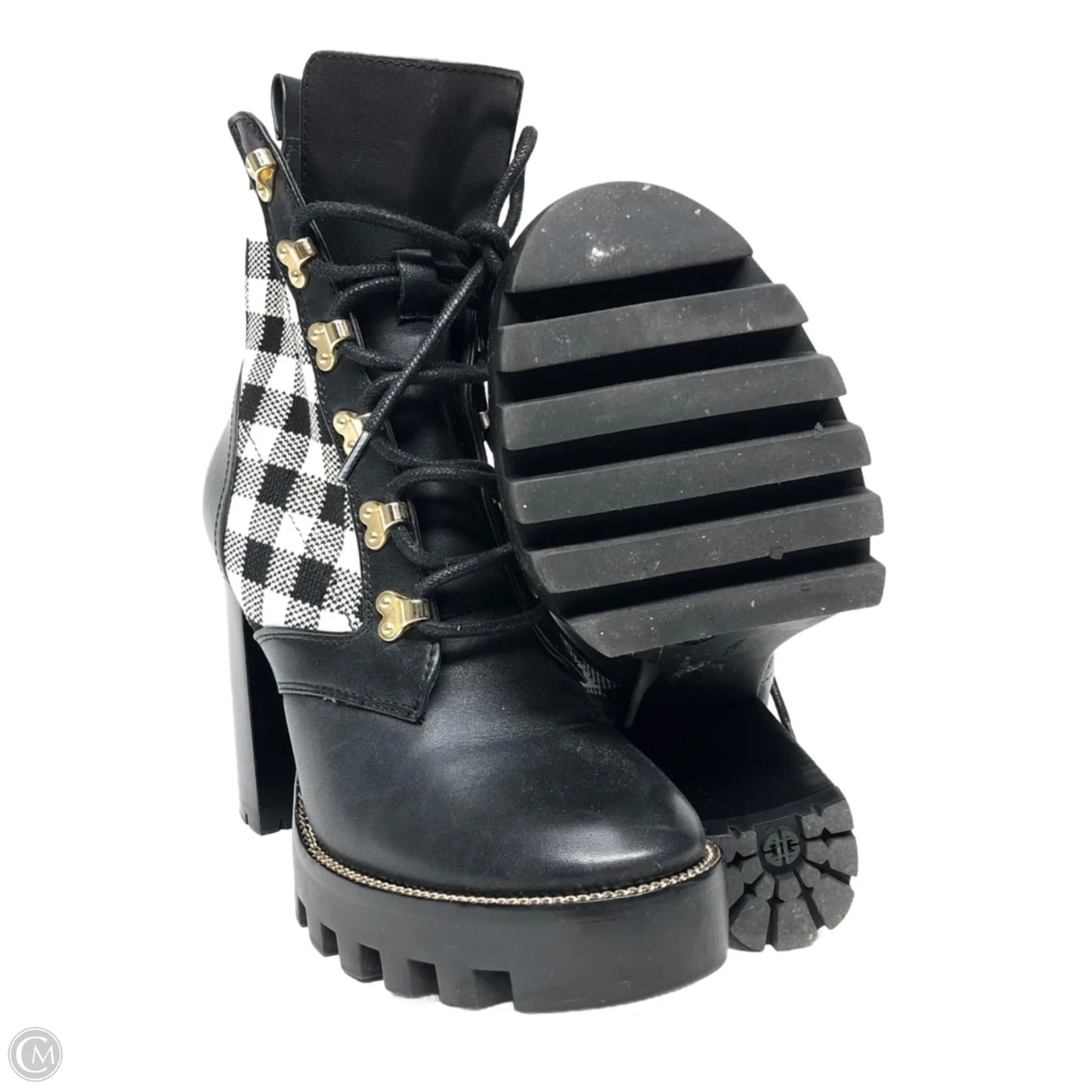 Boots Ankle Heels By Antonio Melani In Black & White, Size: 5.5