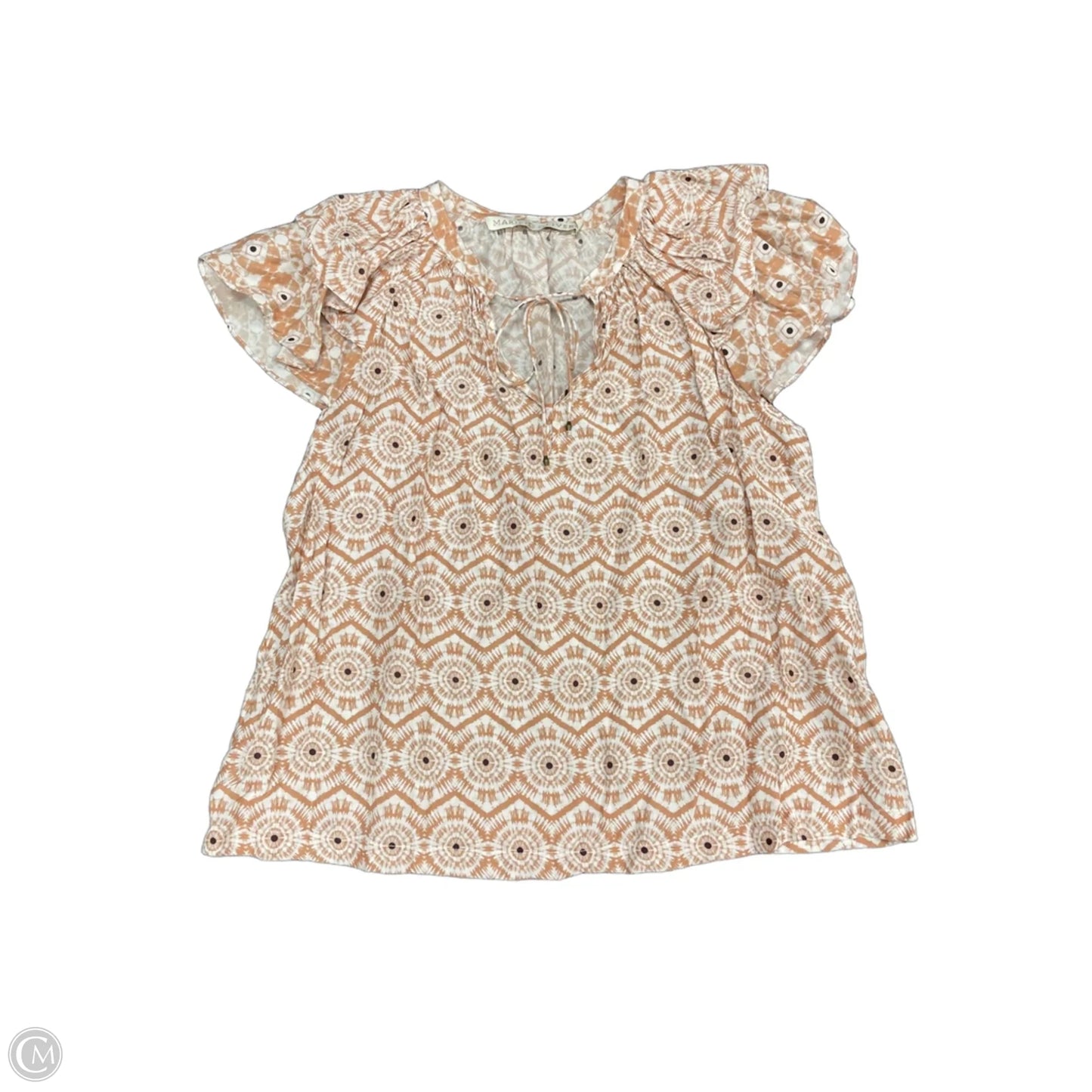 Top Sleeveless By Marie Oliver In Orange & White, Size: S