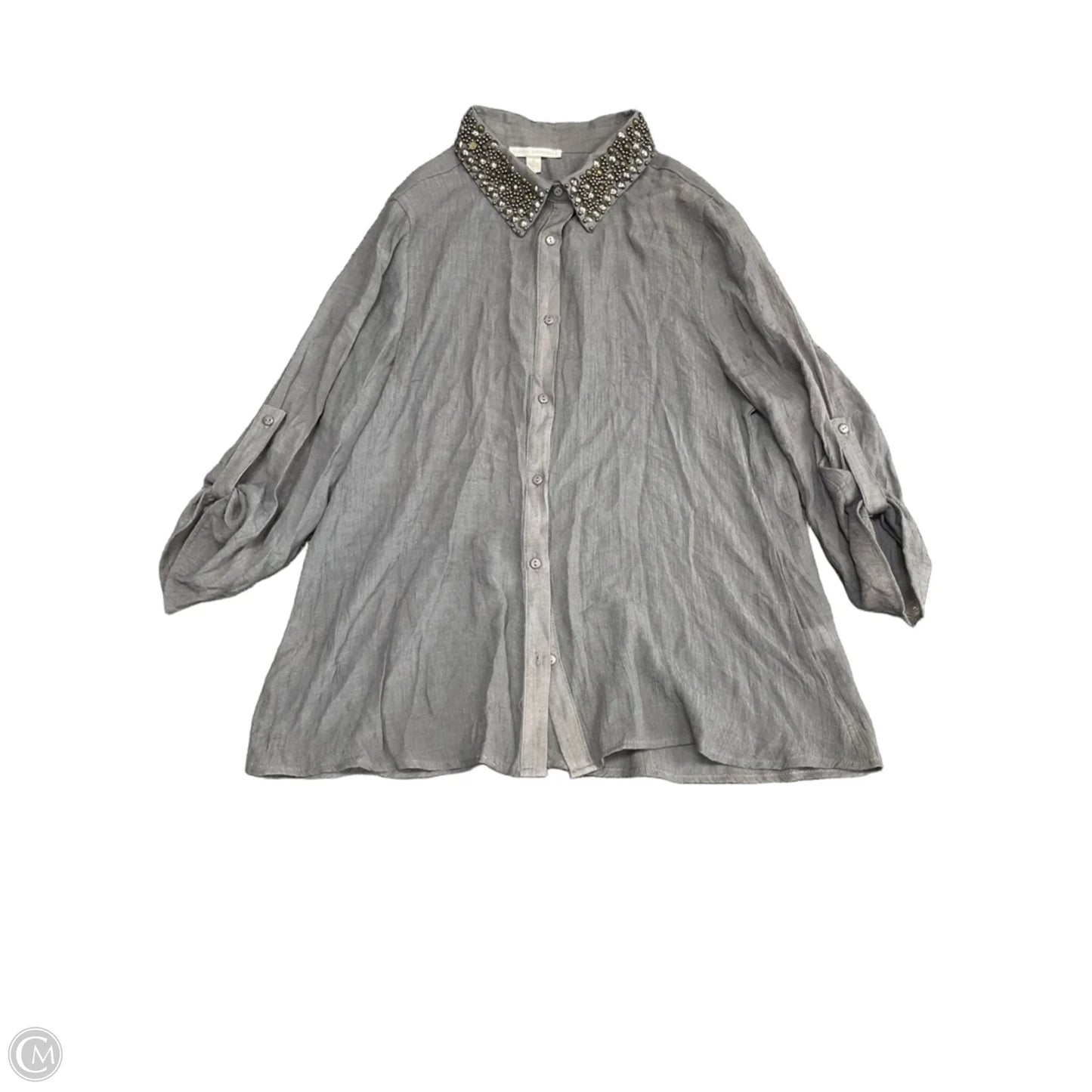 Top Long Sleeve By Clothes Mentor In Grey, Size: 1x