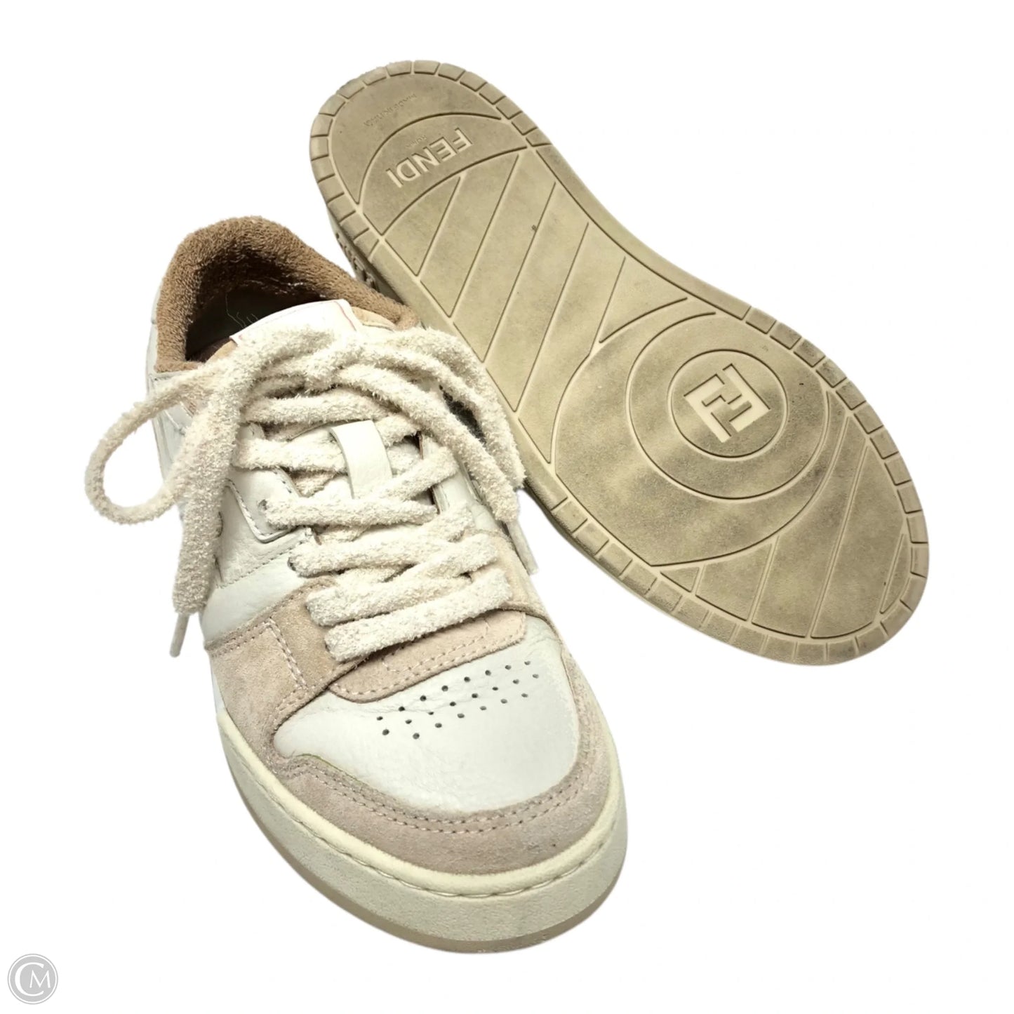 Shoes Luxury Designer By Fendi In Pink & White, Size: 5.5