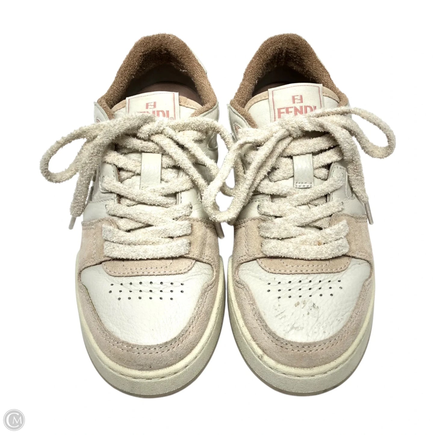 Shoes Luxury Designer By Fendi In Pink & White, Size: 5.5