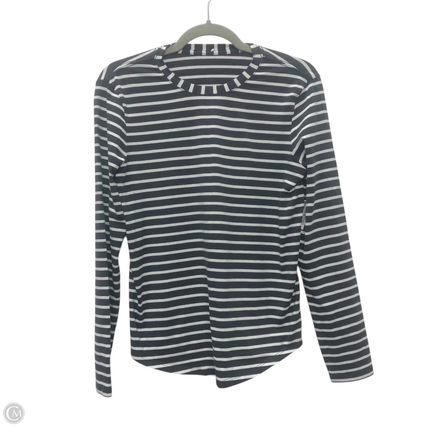 Athletic Top Long Sleeve Collar By Lululemon In Striped Pattern, Size: M