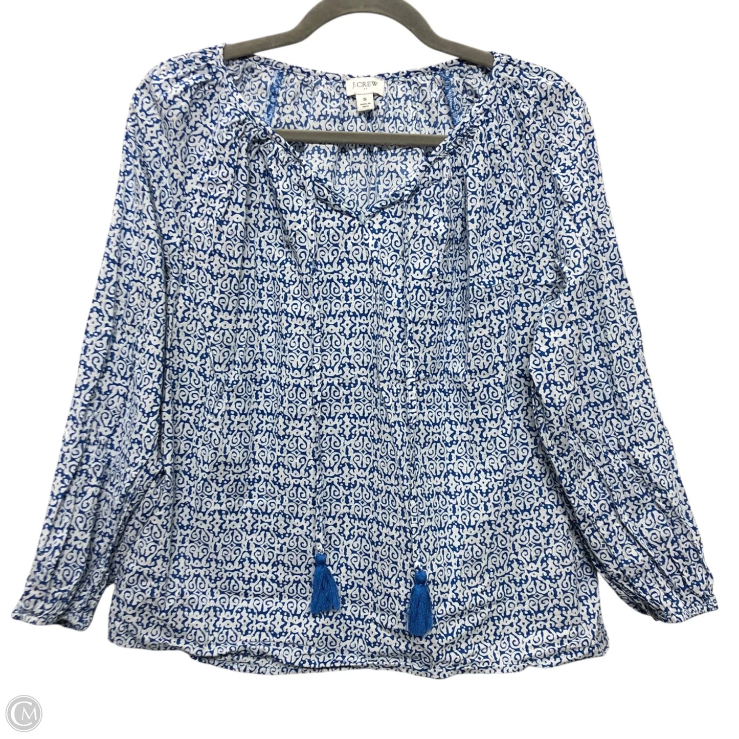 Top Long Sleeve By J. Crew In Blue & White, Size: S