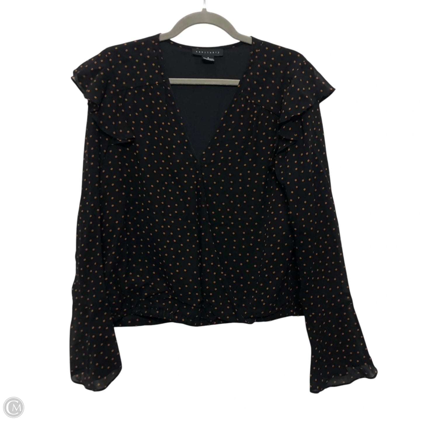 Blouse Long Sleeve By Sanctuary In Black & Brown, Size: S
