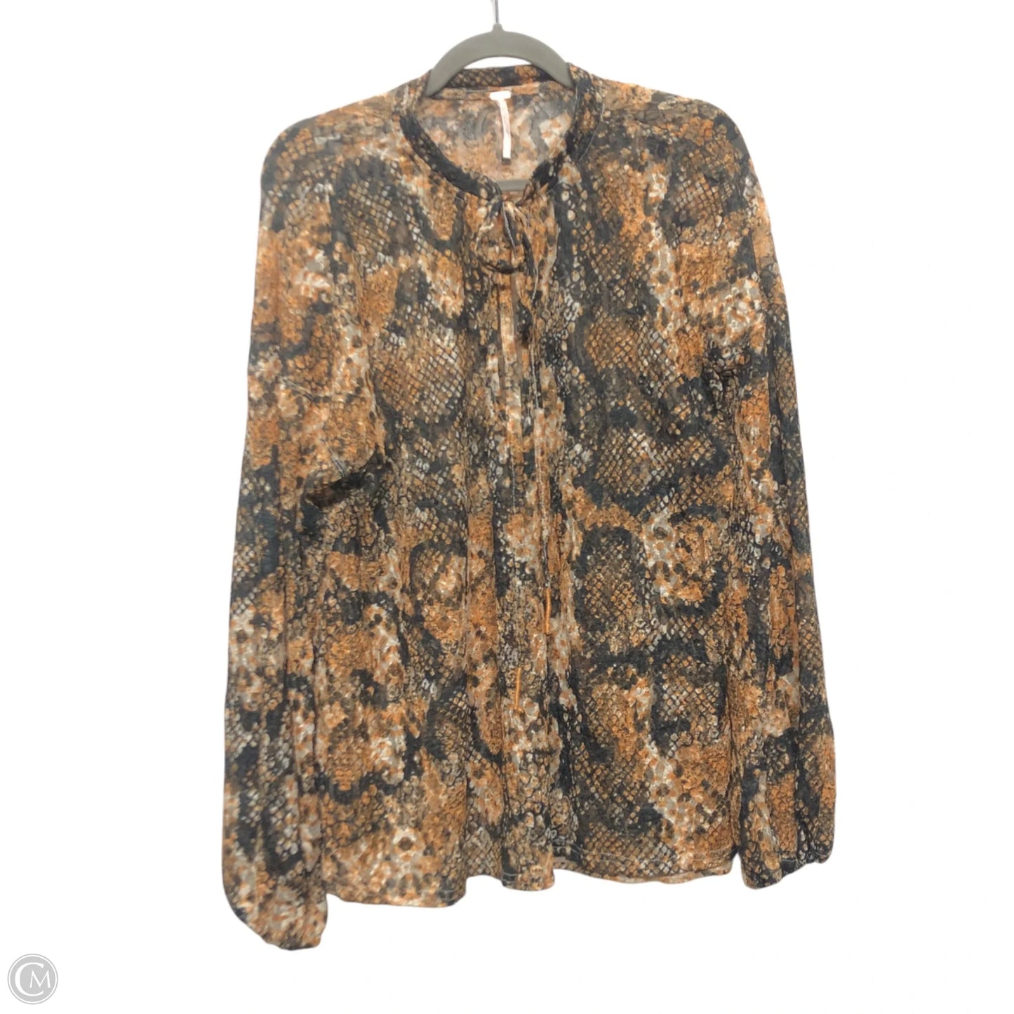 Blouse Long Sleeve By Free People In Animal Print, Size: S