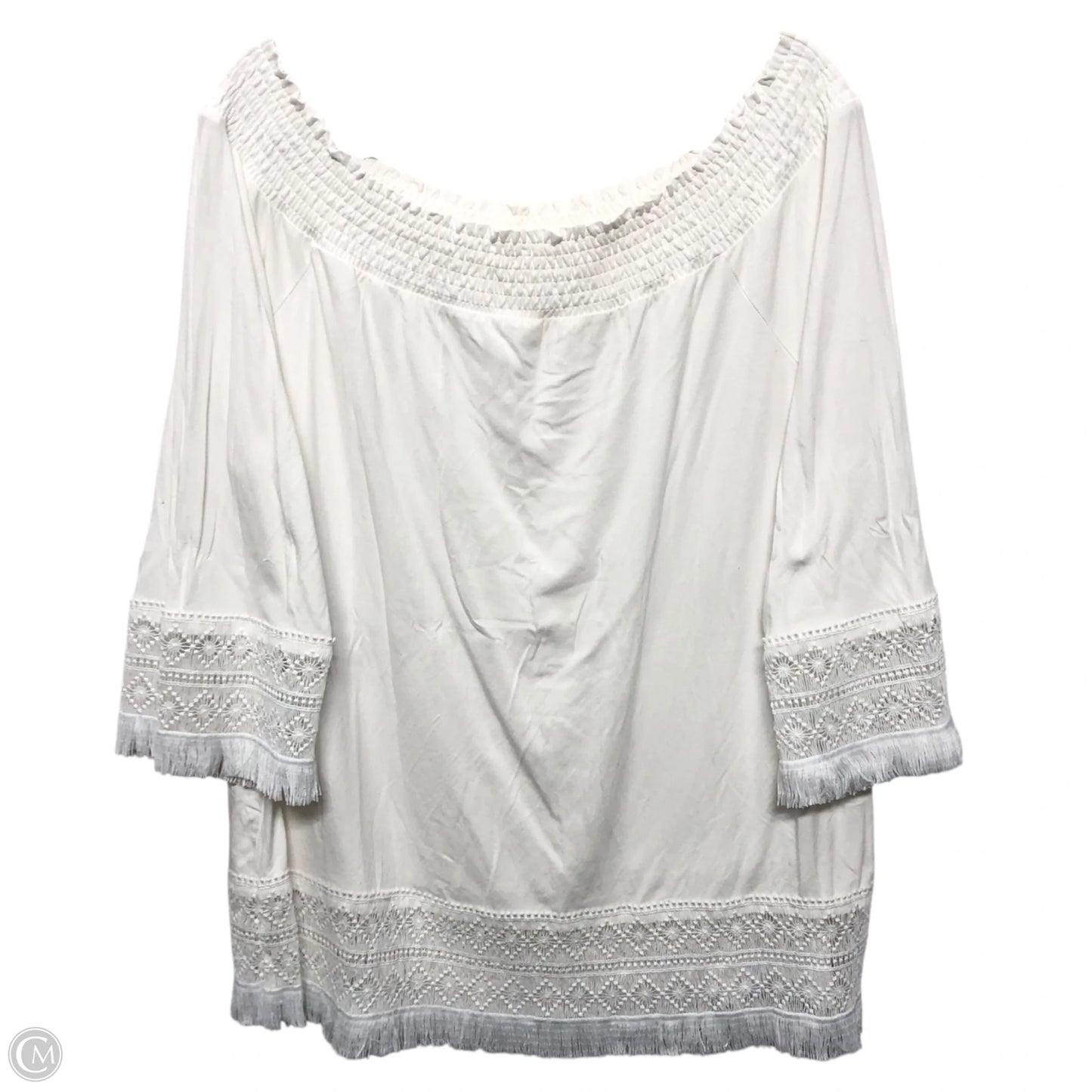 Top 3/4 Sleeve By Chicos In White, Size: Xl