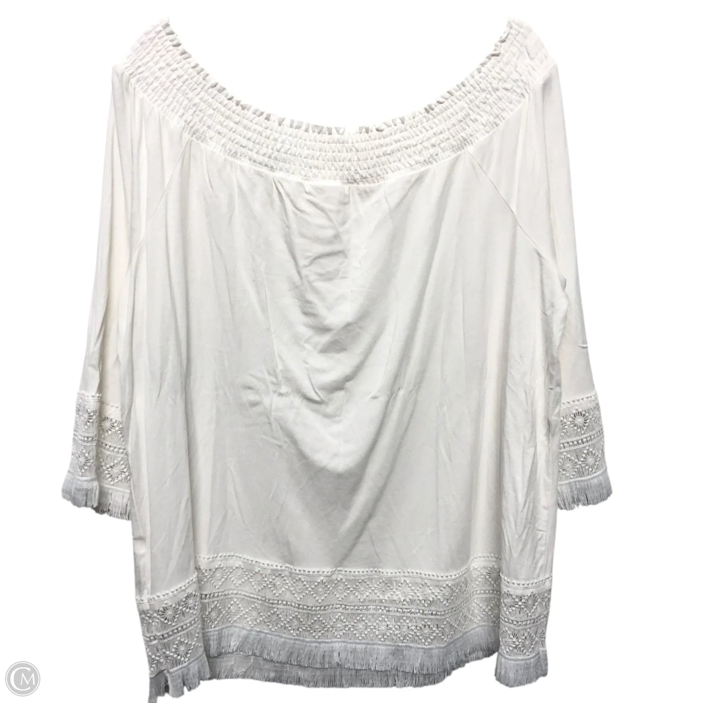 Top 3/4 Sleeve By Chicos In White, Size: Xl
