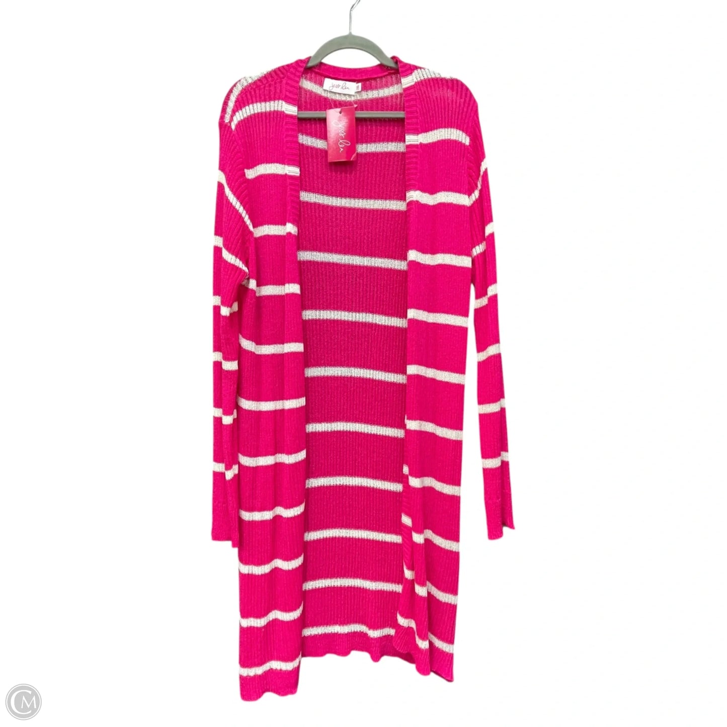 Cardigan By Clothes Mentor In Pink & White, Size: 2x