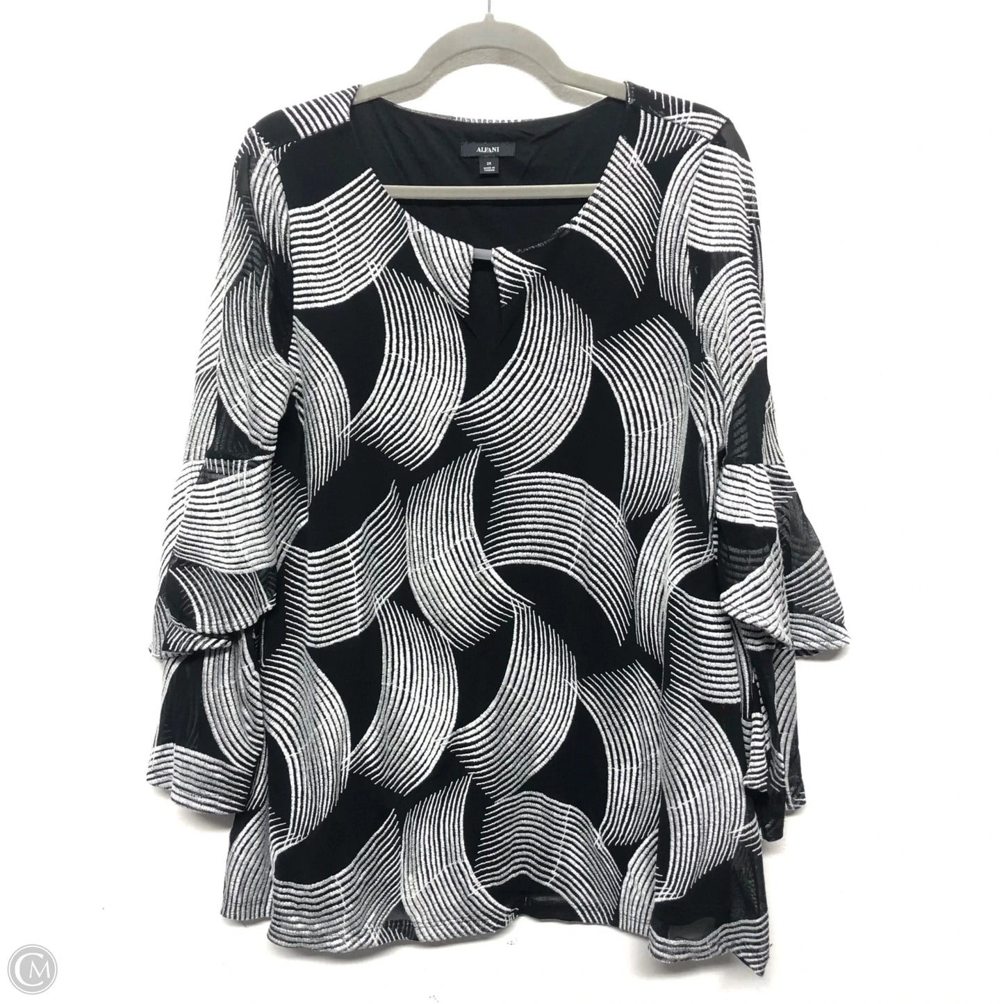 Blouse Long Sleeve By Alfani In Black & White, Size: 2x