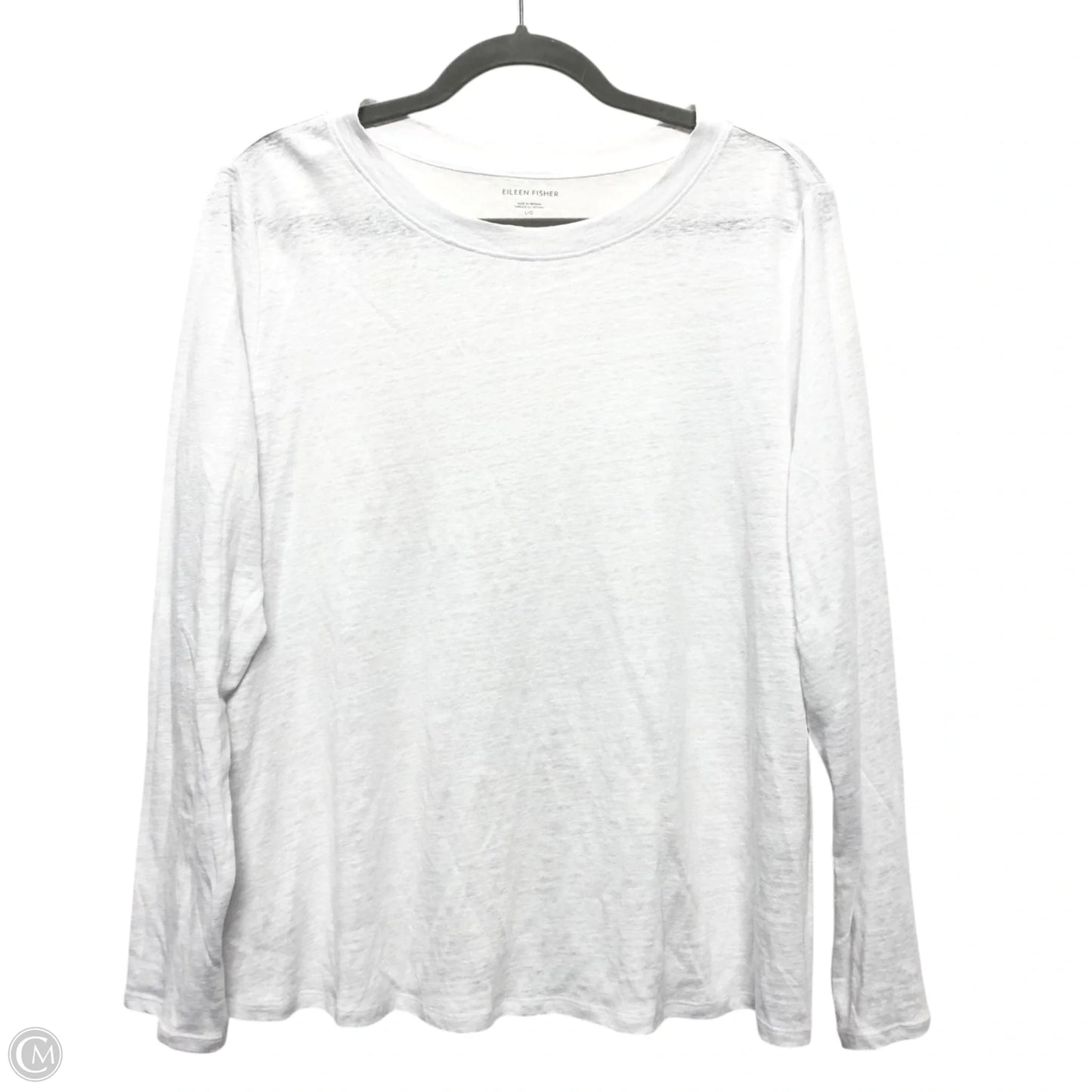 Top Long Sleeve Basic By Eileen Fisher In White, Size: L