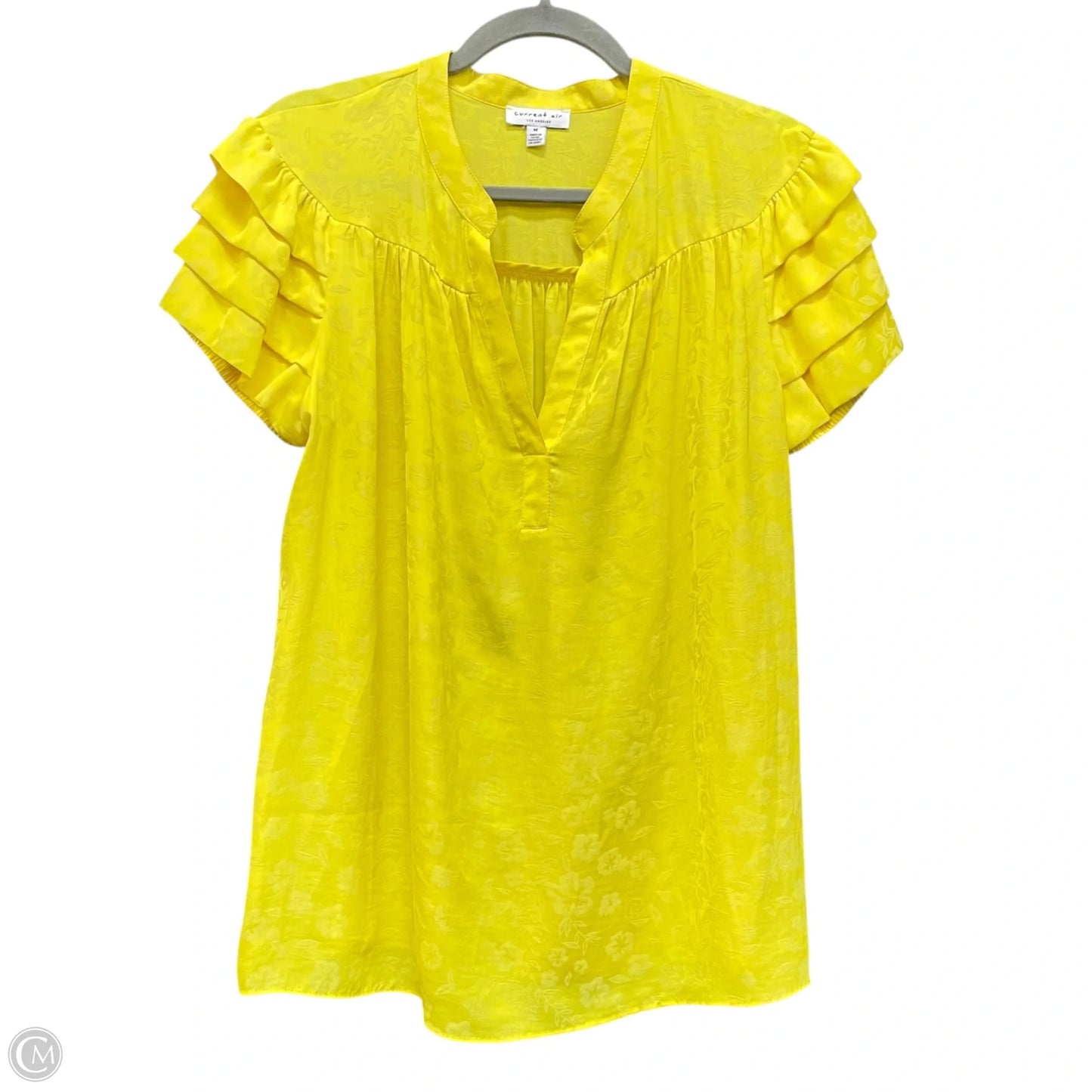 Blouse Short Sleeve By Current Air In Yellow, Size: M