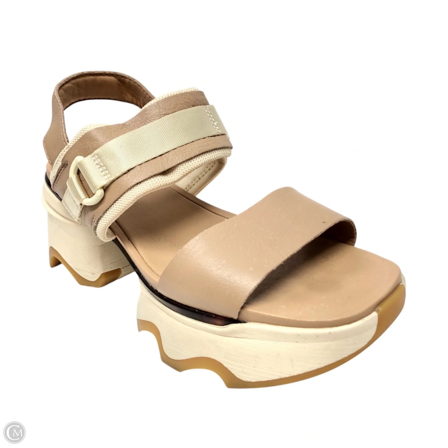 Sandals Heels Block By Sorel In Brown & Cream, Size: 9.5