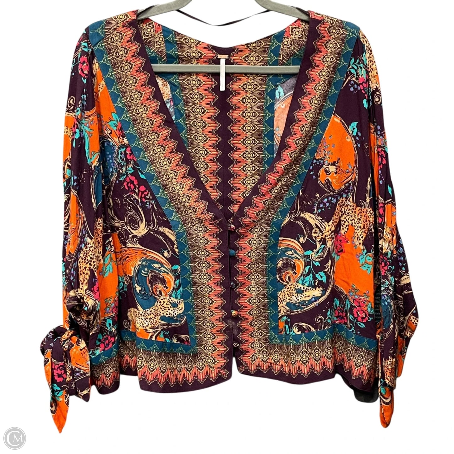 Blouse Long Sleeve By Free People In Multi-colored, Size: S