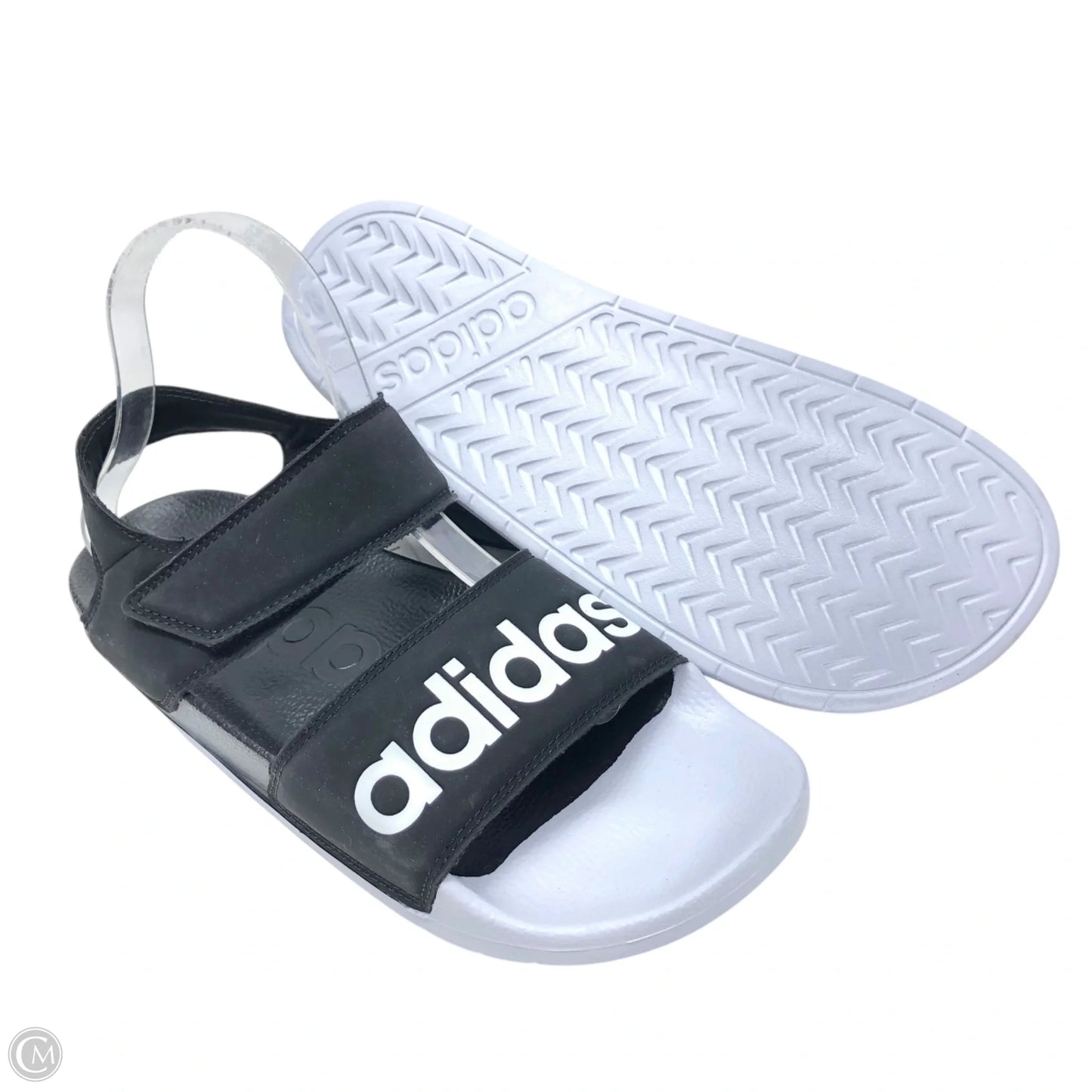 Sandals Flats By Adidas In Black & White, Size: 8