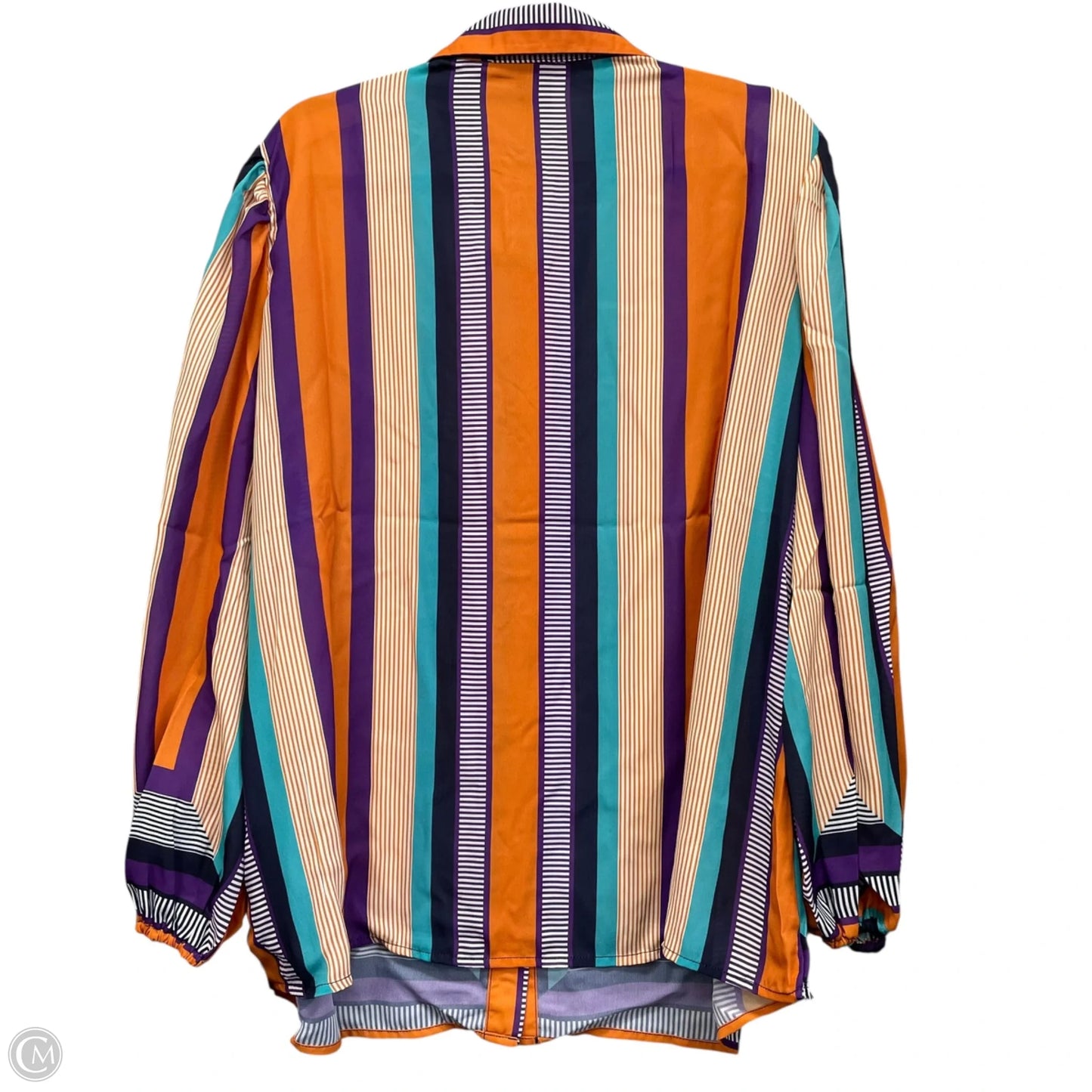 Blouse Long Sleeve By Ashley Stewart In Orange & Purple, Size: 16