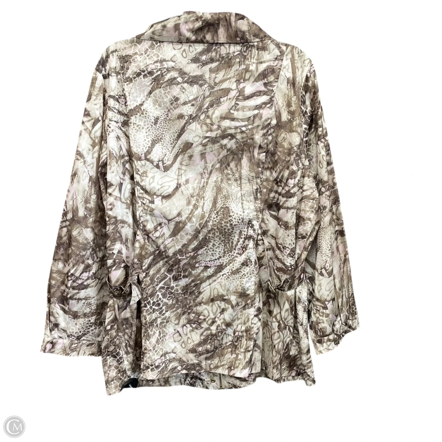 Jacket Windbreaker By Zenergy By Chicos In Brown & Cream, Size: Xl