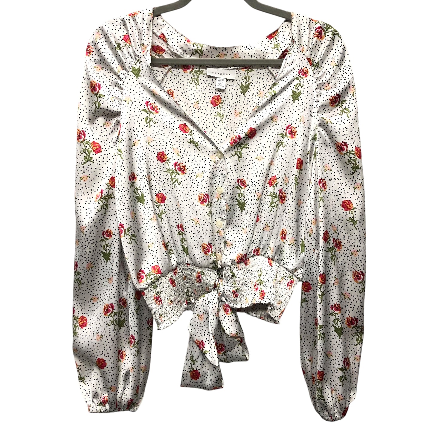 Blouse Ls By Topshop In Floral Print, Size:6