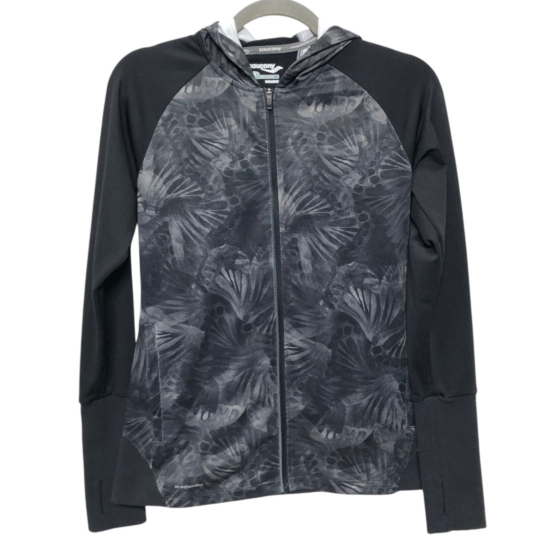 Athletic Jacket By Saucony In Black & Grey, Size:Xs