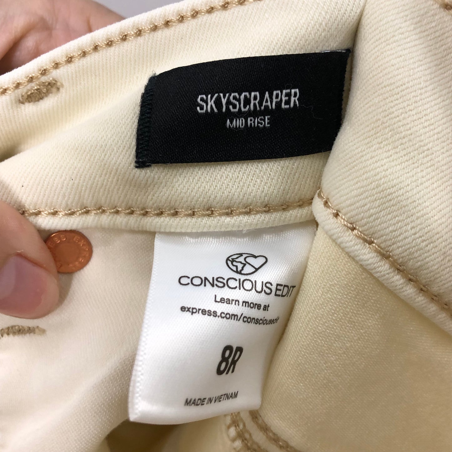 Jeans Flared By Express In Cream, Size:8
